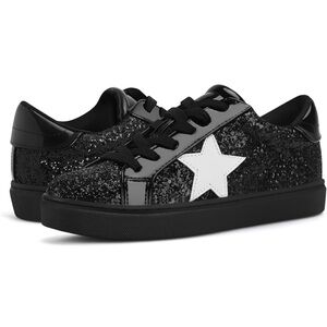 Party Black Glitter Sneakers with White Accent